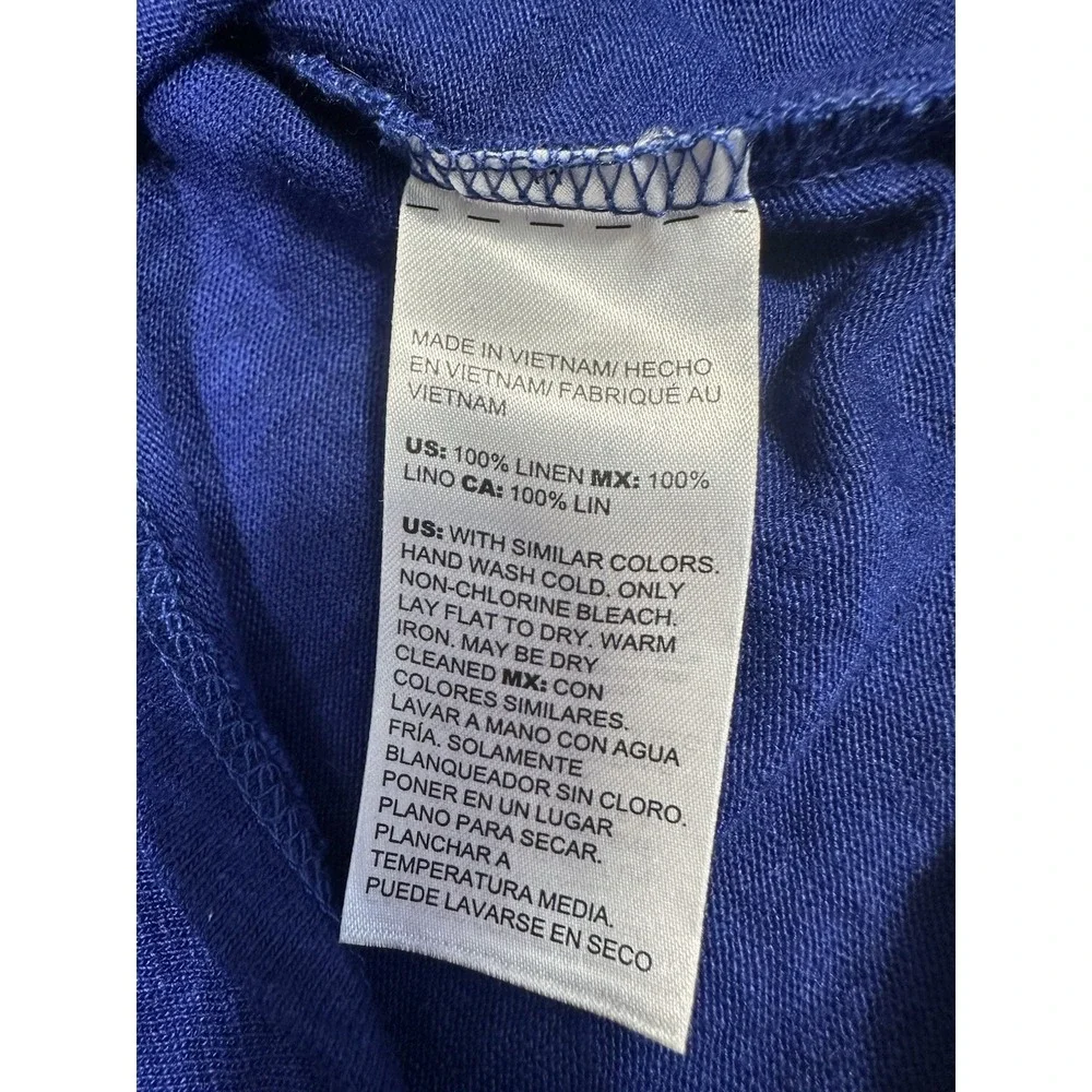 Chicos Linen Top Womens 1 Medium Blue T Shirt - Picture 6 of 6